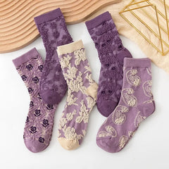 Womens Floral Cotton Socks