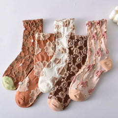 Womens Floral Cotton Socks