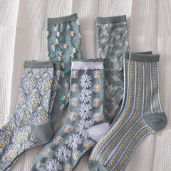 Womens Floral Cotton Socks