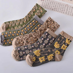 Womens Floral Cotton Socks