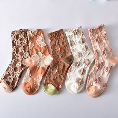 ❤️❤️This week's special Sale 47%OFF-5 Pairs Women's Elegant Embossed Floral Cotton Socks