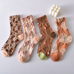 ❤️❤️This week's special Sale 47%OFF-5 Pairs Women's Elegant Embossed Floral Cotton Socks